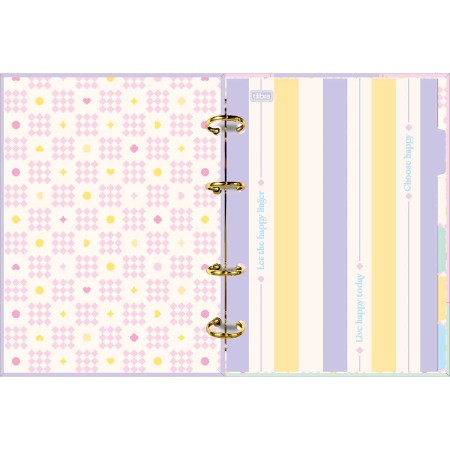 Foto ilustrativa Caderno Argolado Cartonado Colegial Happy 80 Folhas