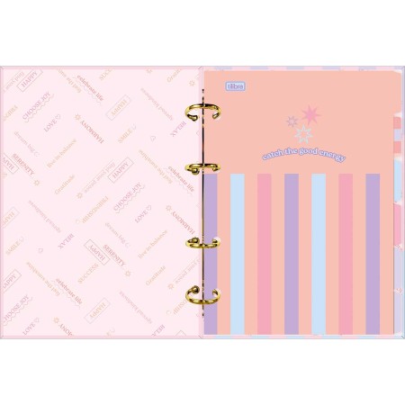 Foto ilustrativa Caderno Argolado Cartonado Colegial Happy 80 Folhas