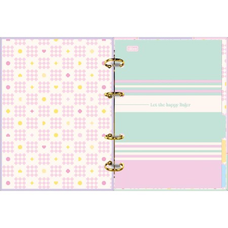 Foto ilustrativa Caderno Argolado Cartonado Colegial Happy 80 Folhas