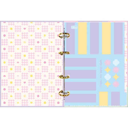Foto ilustrativa Caderno Argolado Cartonado Colegial Happy 80 Folhas