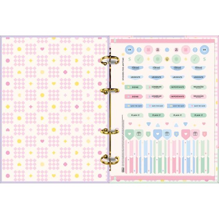 Foto ilustrativa Caderno Argolado Cartonado Colegial Happy 80 Folhas