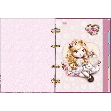 Foto ilustrativa Caderno Argolado Cartonado Colegial Jolie 80 Folhas