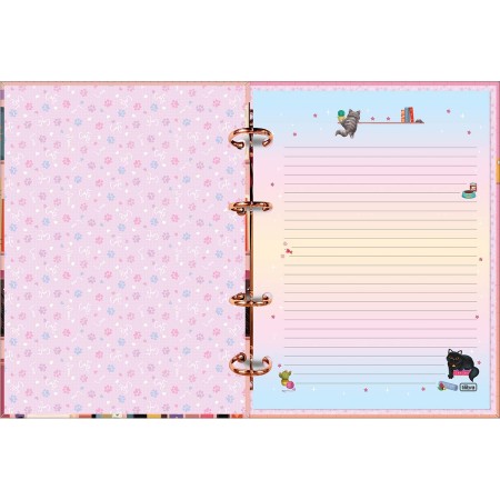 Foto ilustrativa Caderno Argolado Cartonado Colegial Purrfect Cats 80 Folhas