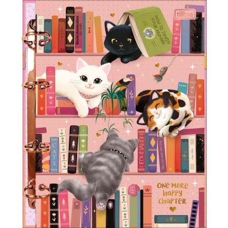 Foto ilustrativa Caderno Argolado Cartonado Colegial Purrfect Cats 80 Folhas