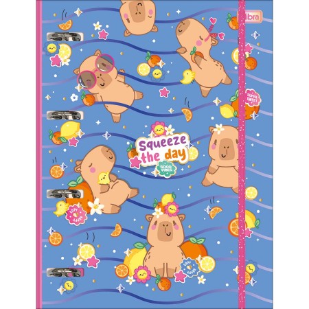 Foto ilustrativa Caderno Argolado Cartonado Universitário com Elástico Capyclub 48 Folhas