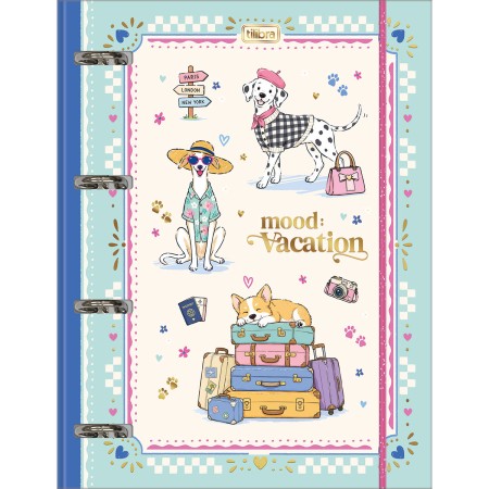 Foto ilustrativa Caderno Argolado Cartonado Universitário com Elástico Doggy 48 Folhas