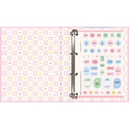 Foto ilustrativa Caderno Argolado Cartonado Universitário com Elástico Happy 48 Folhas