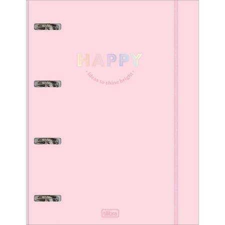Foto ilustrativa Caderno Argolado Cartonado Universitário com Elástico Happy 48 Folhas