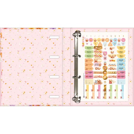 Foto ilustrativa Caderno Argolado Cartonado Universitário com Elástico Love Bears 48 Folhas