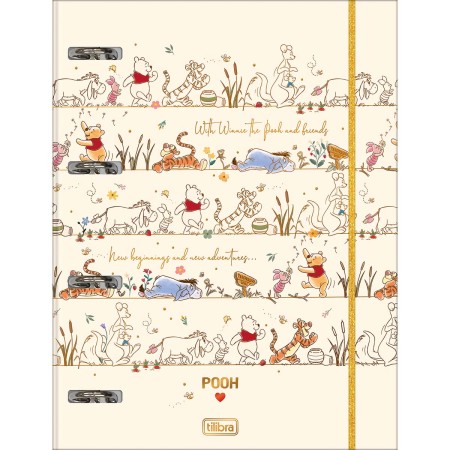 Foto ilustrativa Caderno Argolado Cartonado Universitário com Elástico Pooh 48 folhas