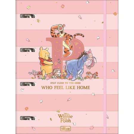 Foto ilustrativa Caderno Argolado Cartonado Universitário com Elástico Pooh 48 folhas