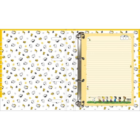 Foto ilustrativa Caderno Argolado Cartonado Universitário com Elástico Snoopy 48 Folhas