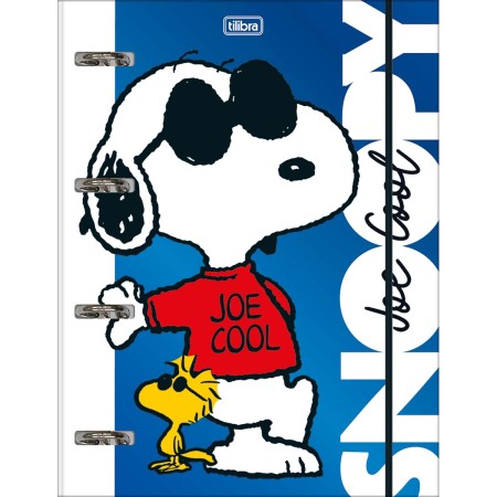 Foto ilustrativa Caderno Argolado Cartonado Universitário com Elástico Snoopy 48 Folhas