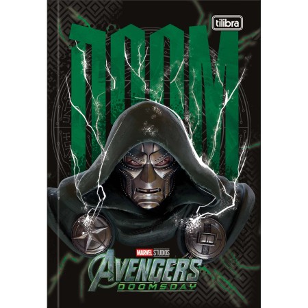 Foto ilustrativa Caderno Brochura Capa Dura 1/4 Avengers Doomsday 80 Folhas