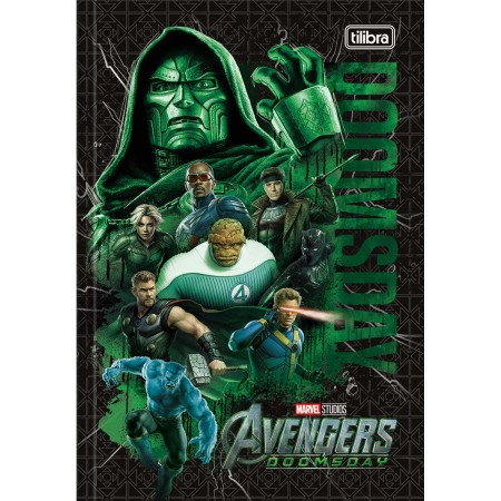 Foto ilustrativa Caderno Brochura Capa Dura 1/4 Avengers Doomsday 80 Folhas