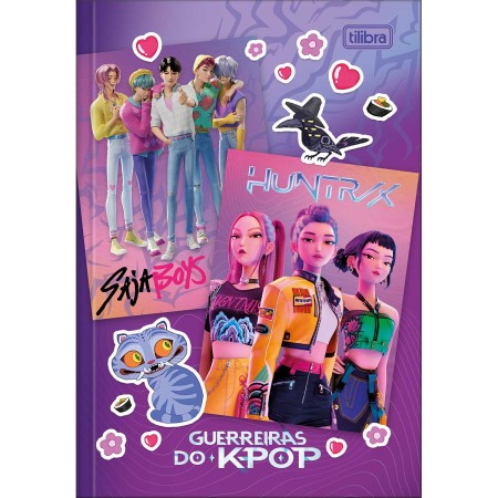 Foto ilustrativa Caderno Brochura Capa Dura 1/4 Guerreiras do K-Pop 80 Folhas