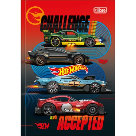 Foto ilustrativa Caderno Brochura Capa Dura 1/4 Hot Wheels 48 Folhas