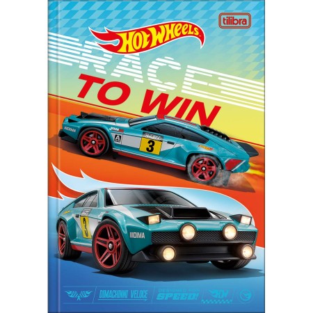 Foto ilustrativa Caderno Brochura Capa Dura 1/4 Hot Wheels 80 Folhas