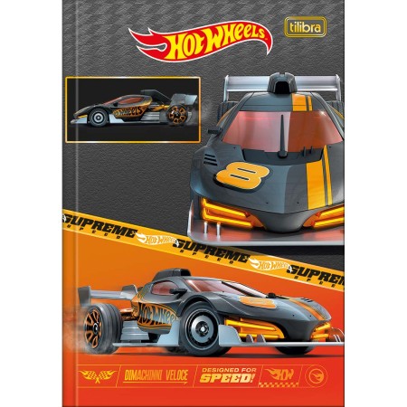Foto ilustrativa Caderno Brochura Capa Dura 1/4 Hot Wheels 80 Folhas