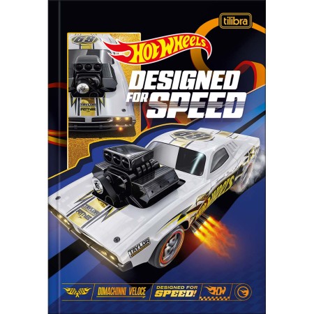 Foto ilustrativa Caderno Brochura Capa Dura 1/4 Hot Wheels 80 Folhas