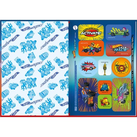 Foto ilustrativa Caderno Brochura Capa Dura 1/4 Hot Wheels Let's Race 80 Folhas