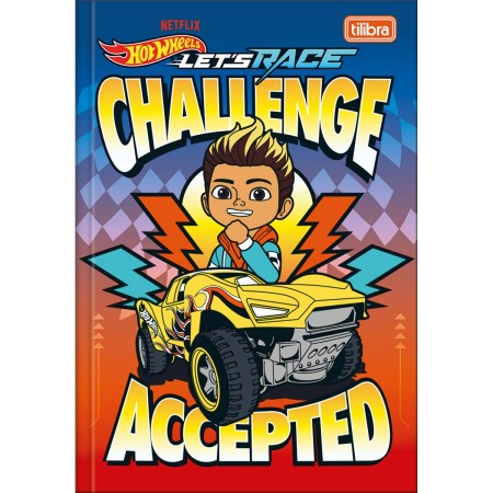 Foto ilustrativa Caderno Brochura Capa Dura 1/4 Hot Wheels Let's Race 80 Folhas