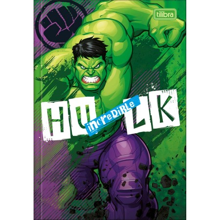 Foto ilustrativa Caderno Brochura Capa Dura 1/4 Hulk 80 Folhas