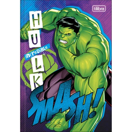 Foto ilustrativa Caderno Brochura Capa Dura 1/4 Hulk 80 Folhas