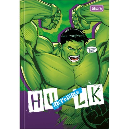 Foto ilustrativa Caderno Brochura Capa Dura 1/4 Hulk 80 Folhas