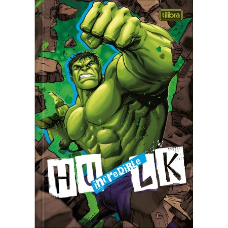 Foto ilustrativa Caderno Brochura Capa Dura 1/4 Hulk 80 Folhas