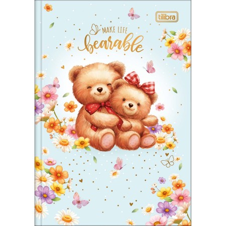 Foto ilustrativa Caderno Brochura Capa Dura 1/4 Love Bears 80 Folhas