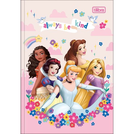 Foto ilustrativa Caderno Brochura Capa Dura 1/4 Princesas 48 Folhas