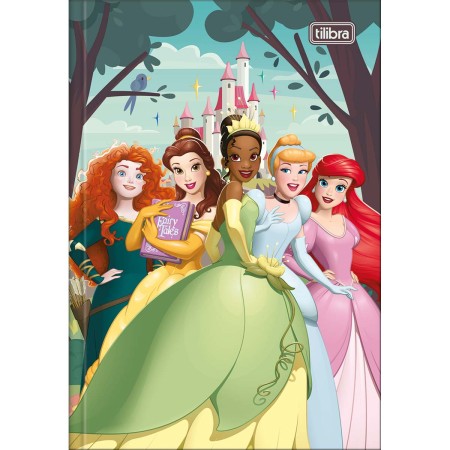 Foto ilustrativa Caderno Brochura Capa Dura 1/4 Princesas 48 Folhas