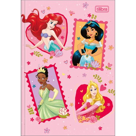 Foto ilustrativa Caderno Brochura Capa Dura 1/4 Princesas 80 Folhas