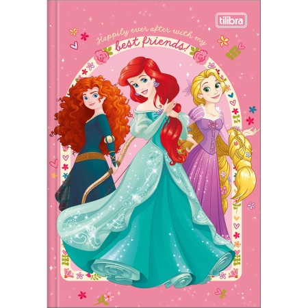 Foto ilustrativa Caderno Brochura Capa Dura 1/4 Princesas 80 Folhas