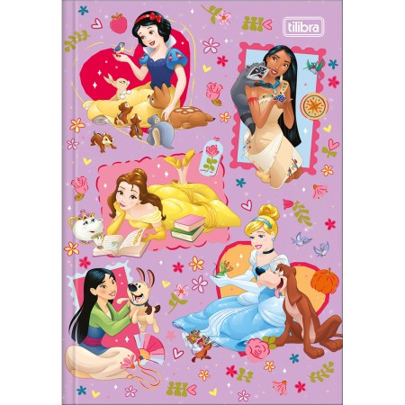 Foto ilustrativa Caderno Brochura Capa Dura 1/4 Princesas 80 Folhas