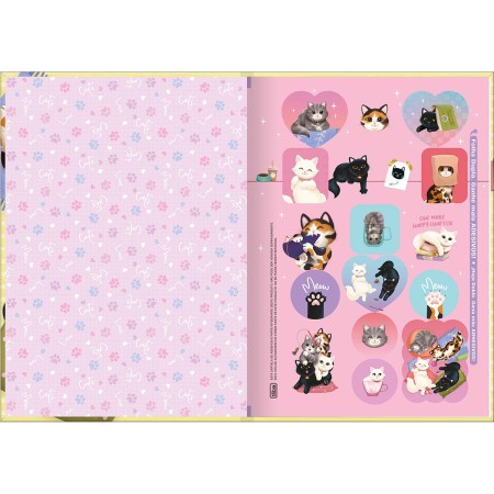 Foto ilustrativa Caderno Brochura Capa Dura 1/4 Purrfect Cats 80 Folhas
