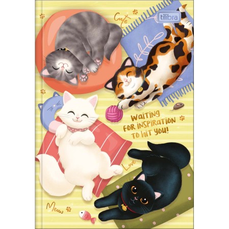 Foto ilustrativa Caderno Brochura Capa Dura 1/4 Purrfect Cats 80 Folhas