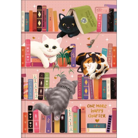 Foto ilustrativa Caderno Brochura Capa Dura 1/4 Purrfect Cats 80 Folhas