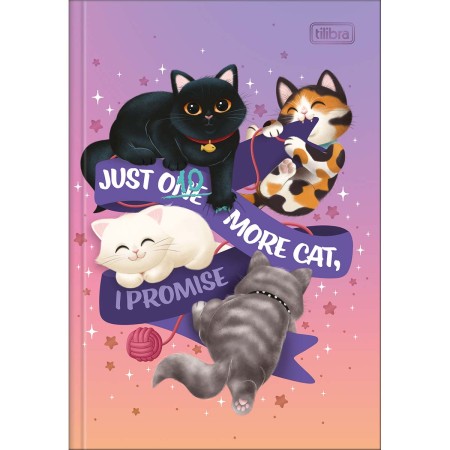 Foto ilustrativa Caderno Brochura Capa Dura 1/4 Purrfect Cats 80 Folhas
