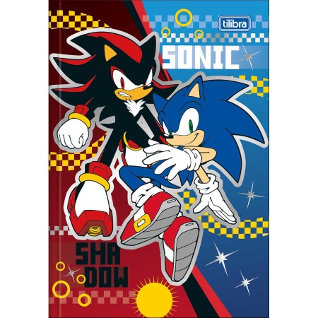 Foto ilustrativa Caderno Brochura Capa Dura 1/4 Sonic 48 Folhas