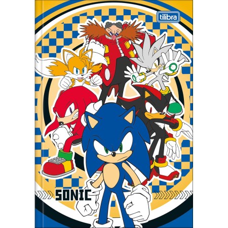Foto ilustrativa Caderno Brochura Capa Dura 1/4 Sonic 48 Folhas