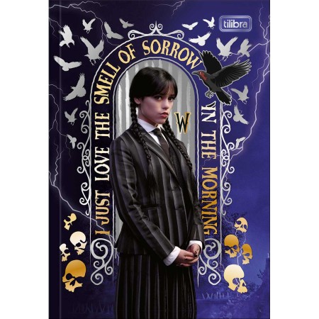 Foto ilustrativa Caderno Brochura Capa Dura 1/4 Wandinha 80 Folhas