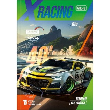 Foto ilustrativa Caderno Brochura Capa Dura 1/4 X-Racing 48 Folhas