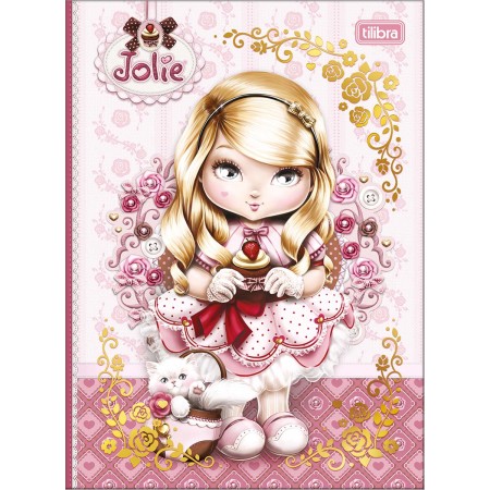 Foto ilustrativa Caderno Brochura Capa Dura Colegial Jolie 160 Folhas