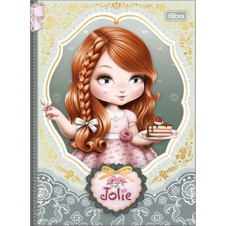 Foto ilustrativa Caderno Brochura Capa Dura Colegial Jolie 160 Folhas