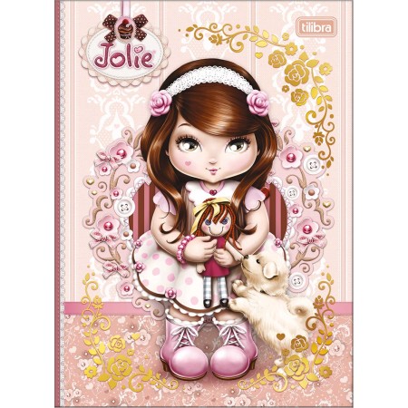 Foto ilustrativa Caderno Brochura Capa Dura Colegial Jolie 160 Folhas
