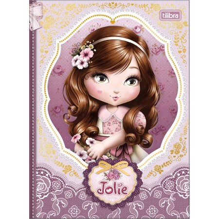 Foto ilustrativa Caderno Brochura Capa Dura Colegial Jolie 160 Folhas