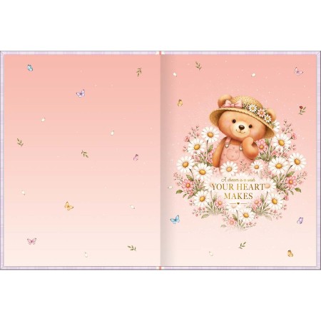 Foto ilustrativa Caderno Brochura Capa Dura Colegial Love Bears 160 Folhas