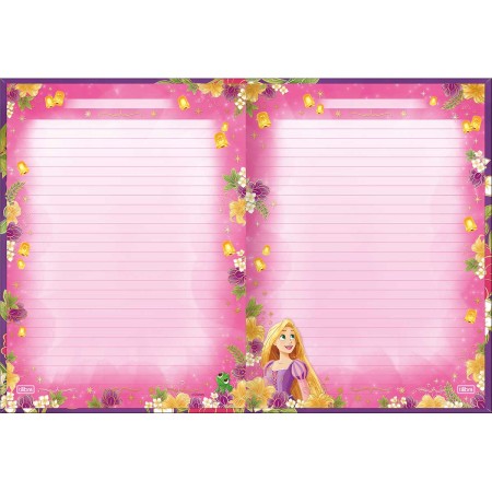 Foto ilustrativa Caderno Brochura Capa Dura Colegial Princesas 160 Folhas
